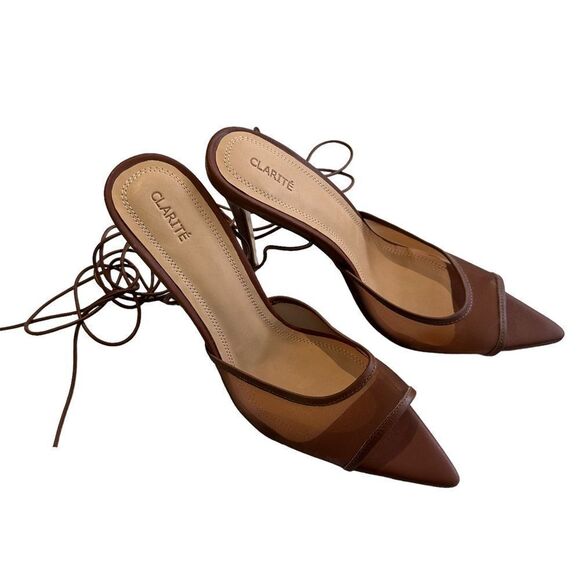Clarité Brown Wrap Up Stilettos - Picture 2 of 8